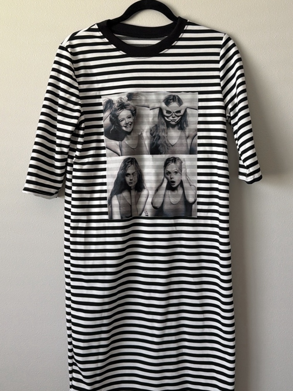 BRAND NEW Black & White Striped Graphic Tee Dress